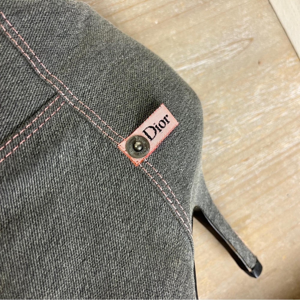 Vintage Christian Dior Y2K Denim Ankle Booties Pink Stitch Italy 35.5 Grunge - Picture 12 of 15